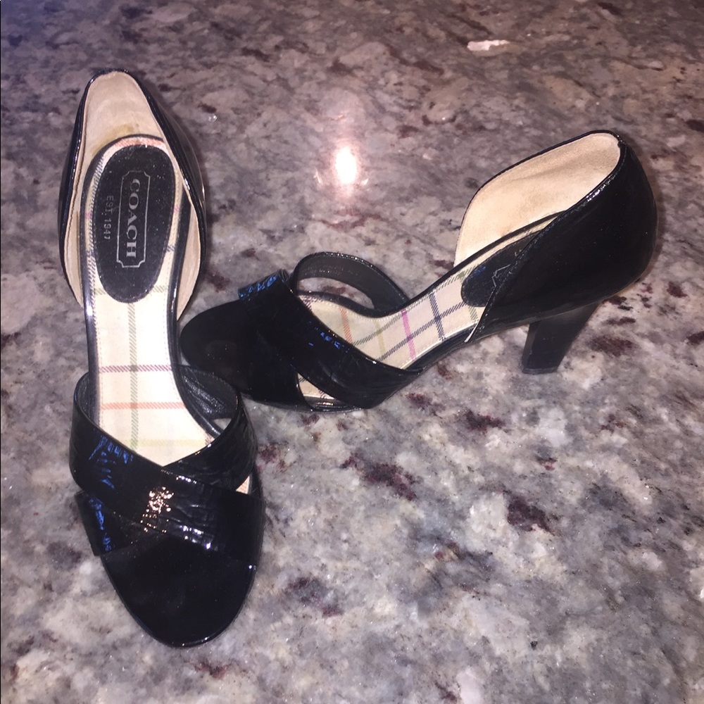 Black Coach Patent Leather Heels
